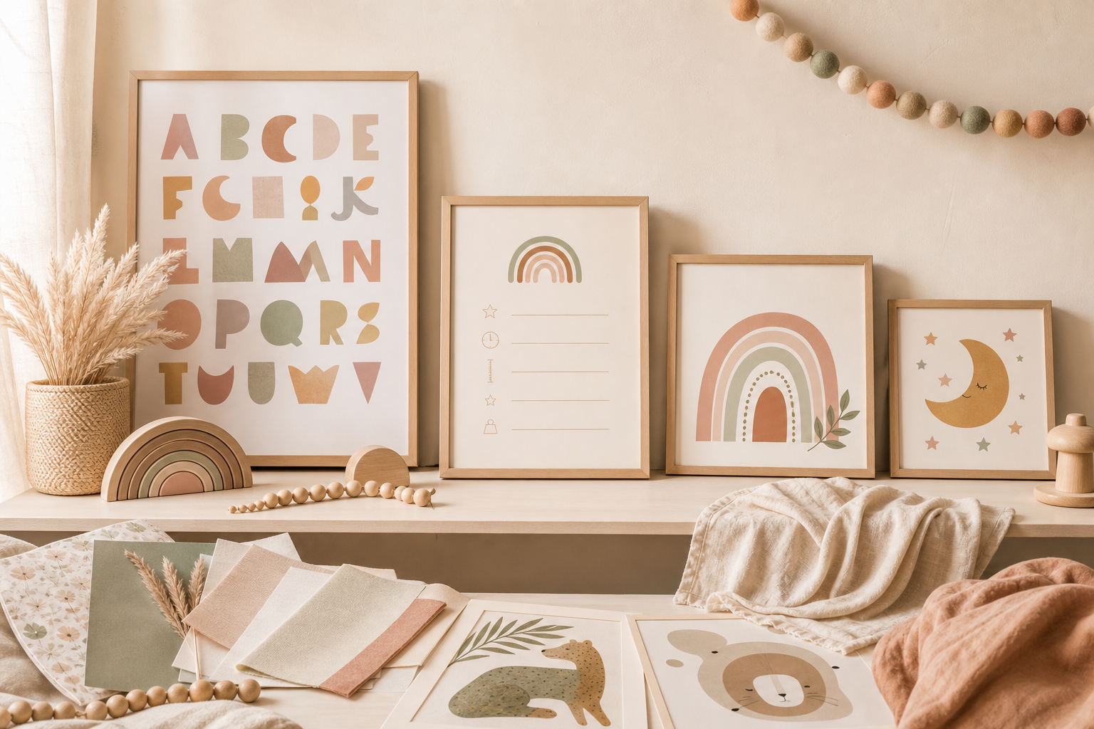 Soft nursery wall art printables and baby room decor